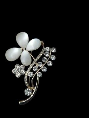 Opalescent Floral Crystal Brooch